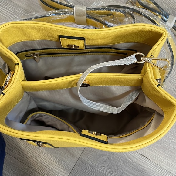 Madi Claire "Brook" Pebble Grain Shoulder Bag w/Adjustable Strap-SunflowerYellow - Picture 11 of 11